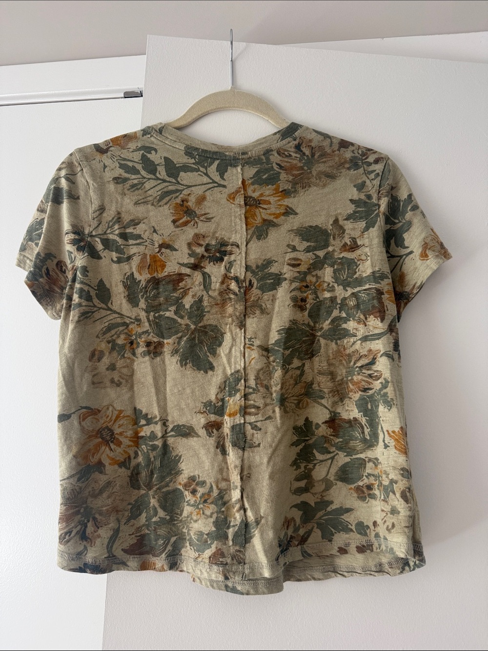 Pilcro Olive Floral Crewneck Tee with Mustard Accents - Picture 3 of 3